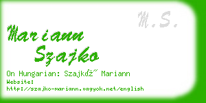 mariann szajko business card